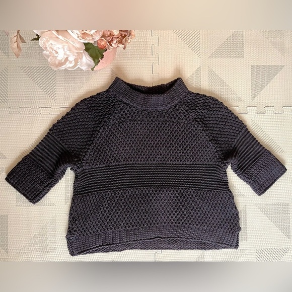 Anthropologie Mock Neck Chunky Knit Short Sleeve Sweater Small - Picture 2 of 11